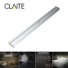 CLAITE светодиодный светильник для шкафа и датчик движения PIR 10 Светодиодный светильник для бара портативный USB Перезаряжаемый Беспроводной магнитный ночник