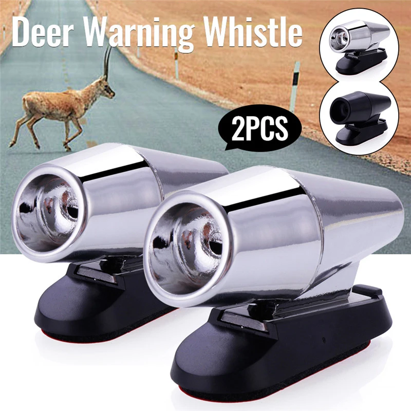 Pair Ultrasonic Deer Animal Alert Warning Whistles Car Safety Sound Alarm Silver
