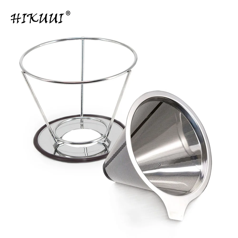 

HIKUUI 9 Style 304(18/8) Stainless Steel Coffee Filter Double Layer Mesh Coffee Cone dropper Home Kitchen Coffee Make Tools