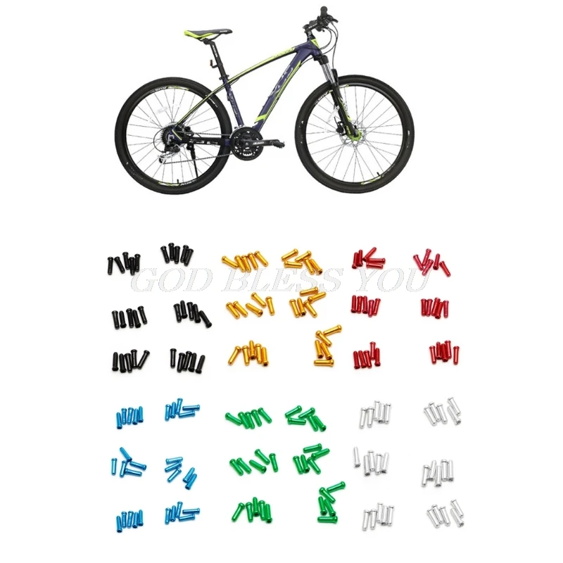 30 قطعة مجموعة 7 ألوان الفرامل سلك نهاية كاب كابل أجزاء الألومنيوم MTB دراجة دراجة خط النواة غطاء تغليف والعتاد التحول الفرامل