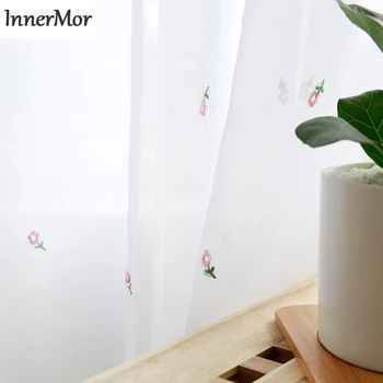 

Innermor embroidered girl's Curtains For Living room simple flower Curtains for bedroom curtains for kitchen Window Customized