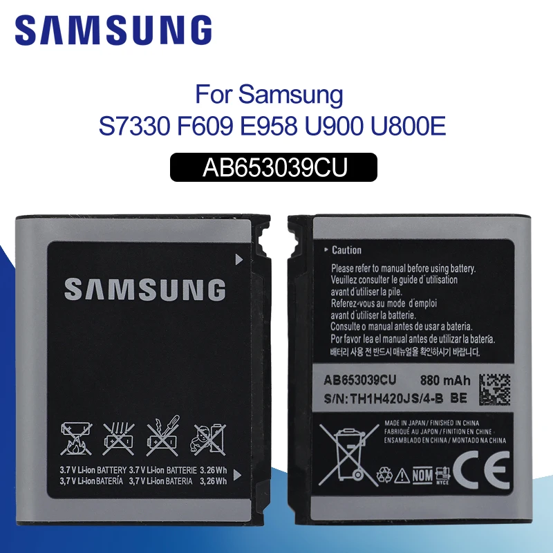 

SAMSUNG AB653039CE AB653039CU For Samsung S7330 F609 E958 U900 U800E Phone Battery 880mAh Replacement Phone Battery