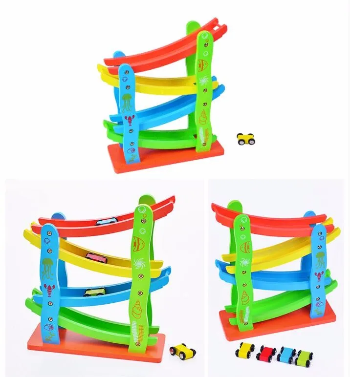 Скоростная игра Детские игрушки 1-2-3-5 лет Детские деревянные многотрековые скутеры деревянный автомобиль