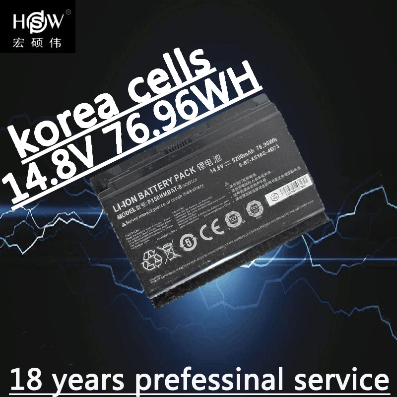 HSW 14 8 V 76.96Wh P150hmbat-8 батарея для Sager Clevo 6-87-x510s-4j72 Np8150 Np8130 P150hm P151hm bateria akku | Компьютеры и