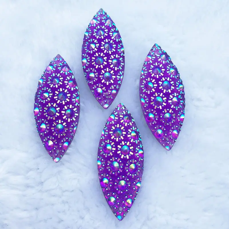

6 PCS 20*50mm Sewing AB Horse Eye Rhinestones Sew On resin Crystals Stones Flat Back Strass Appliques for Clothes Jewelry