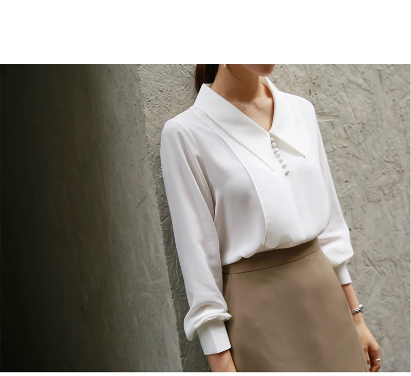 H Han queen элегантная женская рубашка осень зима новые корейские свободные тонкие блузки одноцветные белые рубашки OL Питер Пэн Топ Femme