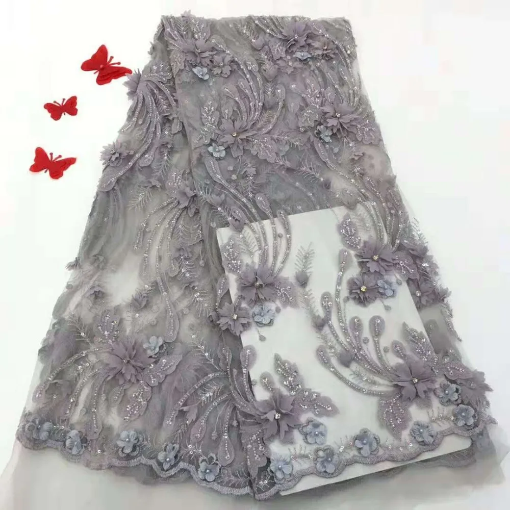 African Lace Fabric 2018 High Quality 3D Flower Beautiful Applique Stones For Nigerian Wedding Dress KGJ9a | Дом и сад