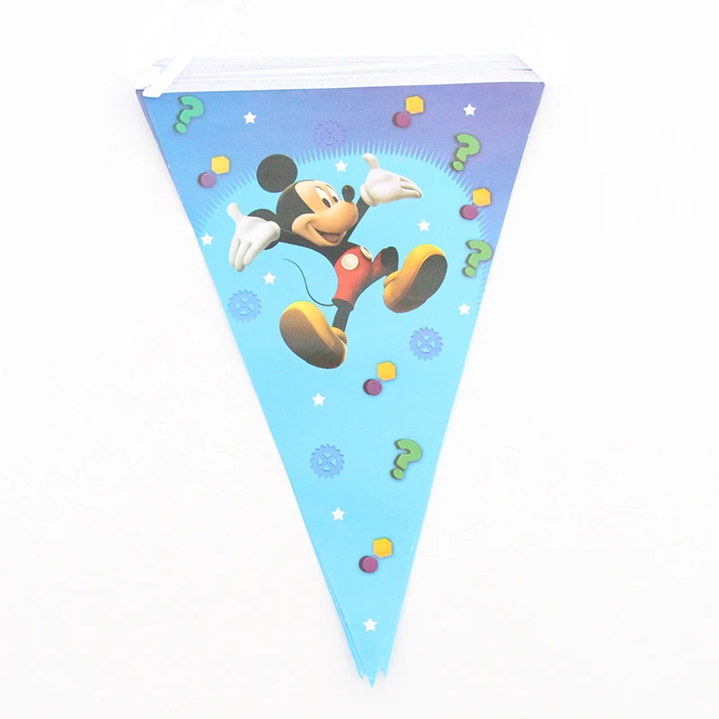 1set Mickey Cartoon Paper Flags Birthday Baby Shower Banners Bunting For Kids Boys Girls Party Decoration Supplies | Дом и сад