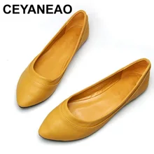 CEYANEAOLarge размер 41 Для женщин обувь Демисезонный балетки на плоской подошве женские балетки, Для женщин кожаные туфли Туфли без каблуков; Zapatos MujerE2088
