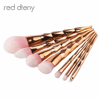 

7PCS Rose Gold Make Up Brush Set High Quality Foundation Blusher Powder Brush Tools Flat Eyeliner Eyebrow Makeup Brush