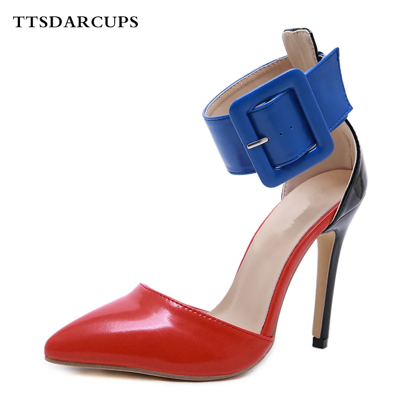 

New Autumn Style Europe America High-heeled shoes woman Individual pumps Sandalia Ankle strap buckle Sexy nightclub sandals
