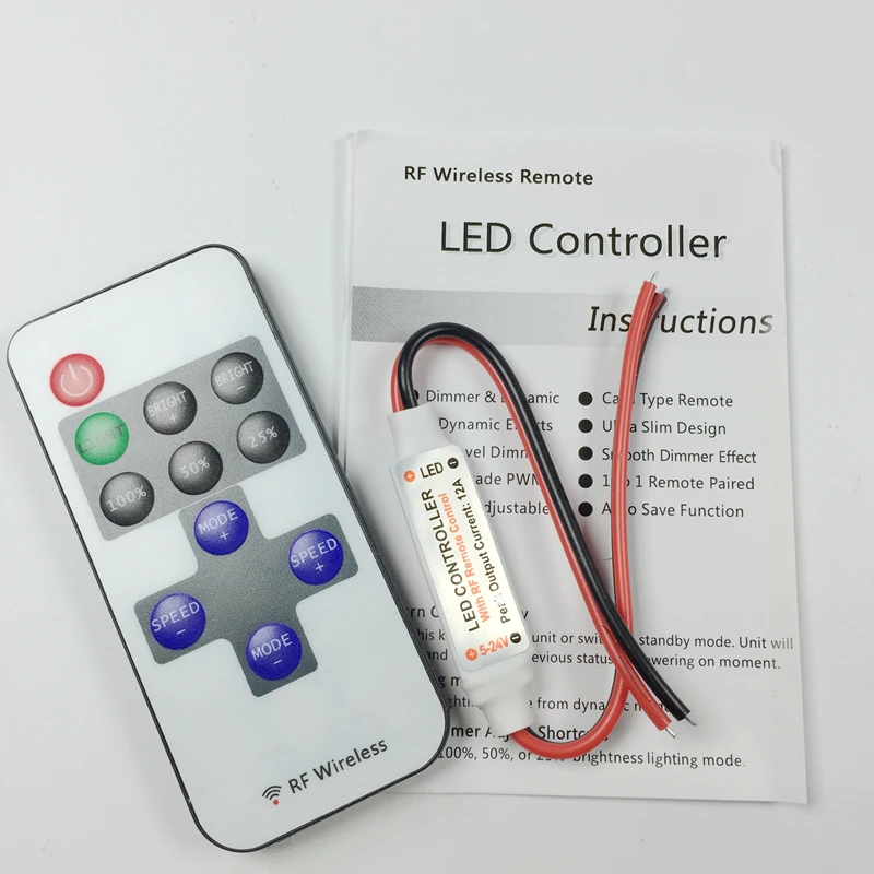 

Single Color Remote Controller Dimmer DC 12V 11keys Mini Wireless RF LED Controller for led Strip light SMD 5050 / 3528