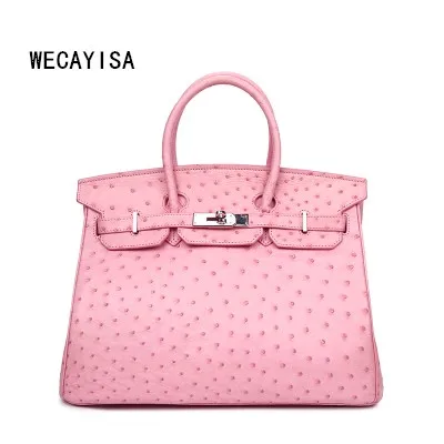 2018 new fashion High quality women's ostrich leather handbag women's shoulder bag Messenger bag Top-Handle Bags