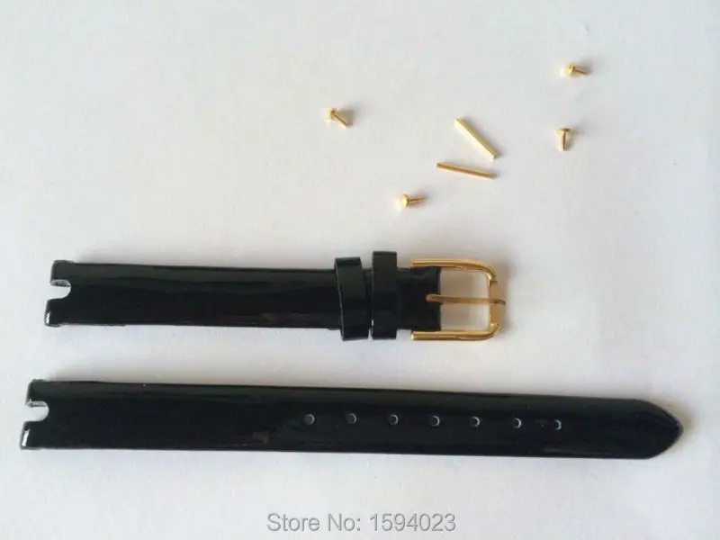 10 мм(пряжка 10 мм) T003209 T-TREND Высококачественная позолоченная пряжка+ черный ремешок из натуральной кожи