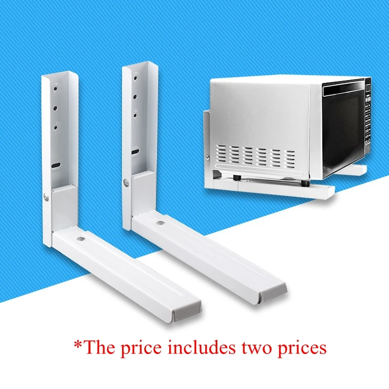 

2 PCS Microwave Bracket Wall Mount Adjustable Folding Kitchen Stretch Oven Stand Shelf Rack Load 75 kg White Kitchen Hardware