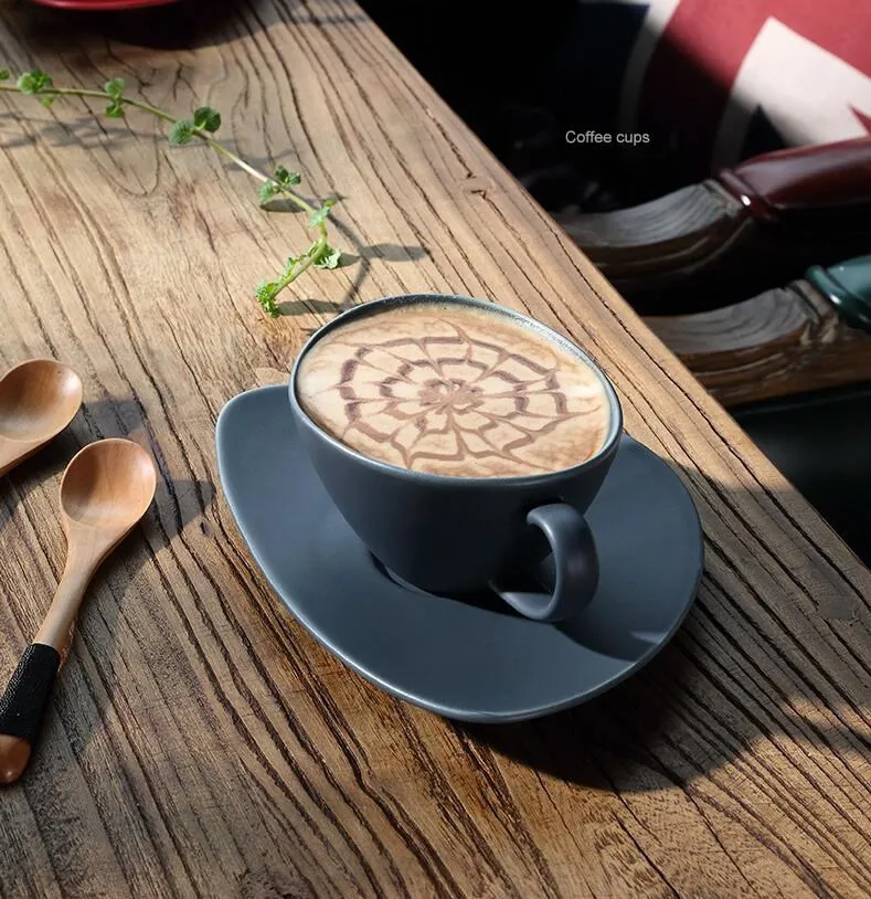 Набор керамических кофейных чашек в скандинавском стиле, одноцветная кофейная чашка из костяного фарфора, набор посуды, питьевая утварь, предметы домашнего обихода
