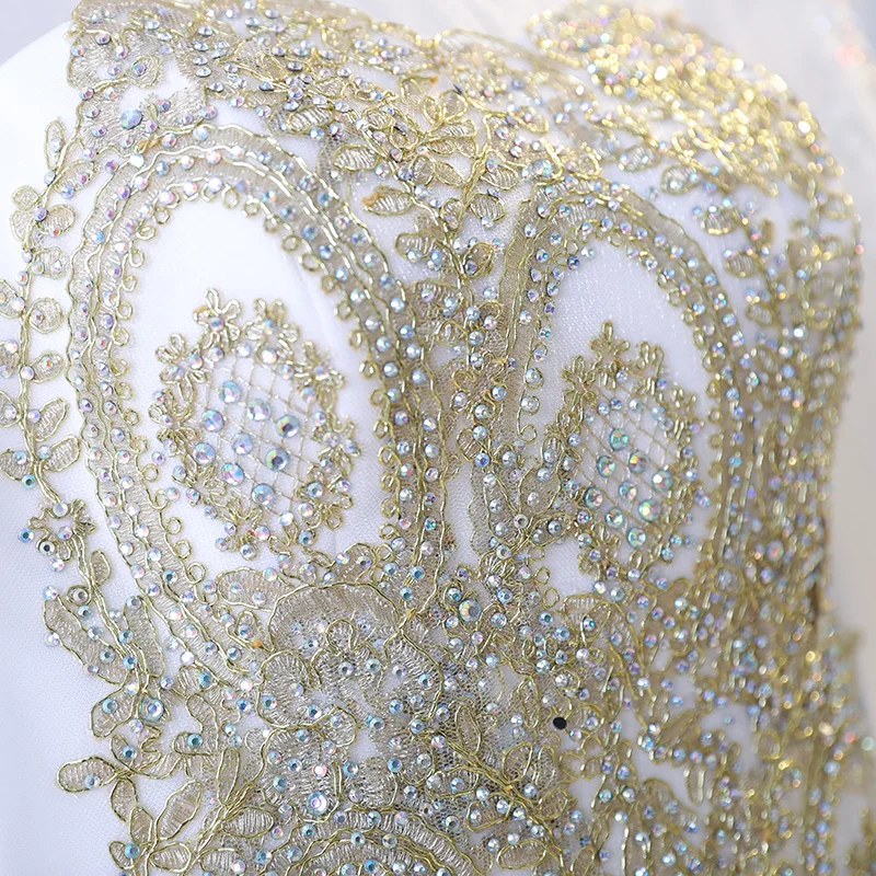 Yellow and White Mermaid Evening Dress long sleeves Floor-Length Appliques Formal Party Gowns Robe De Soiree