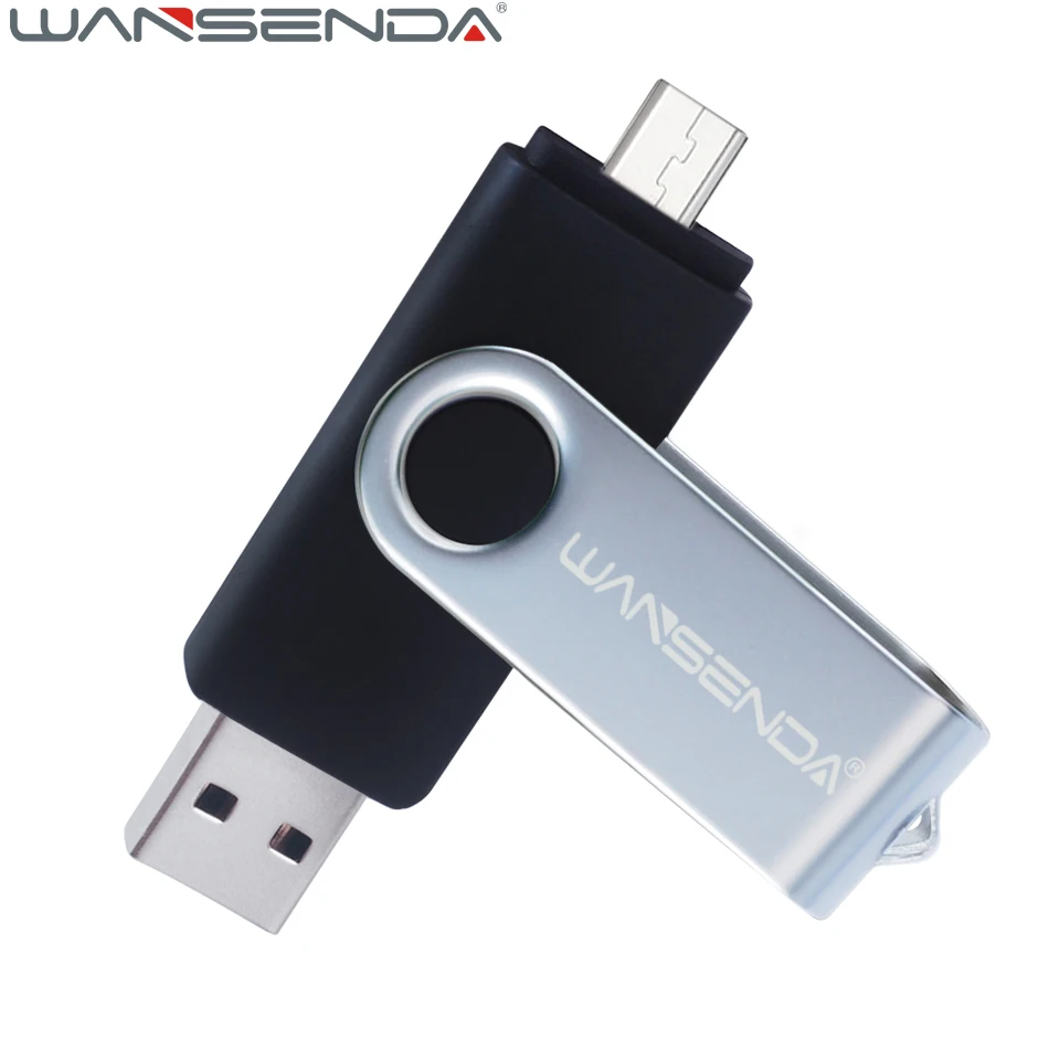 WANSENDA металлический USB флеш-накопитель USB 2,0 OTG ручка Srive 64 ГБ 32 ГБ 16 ГБ 8 ГБ Smart usb-накопитель, Флэшка 128 Гб Dual Plug Micro USB Stick