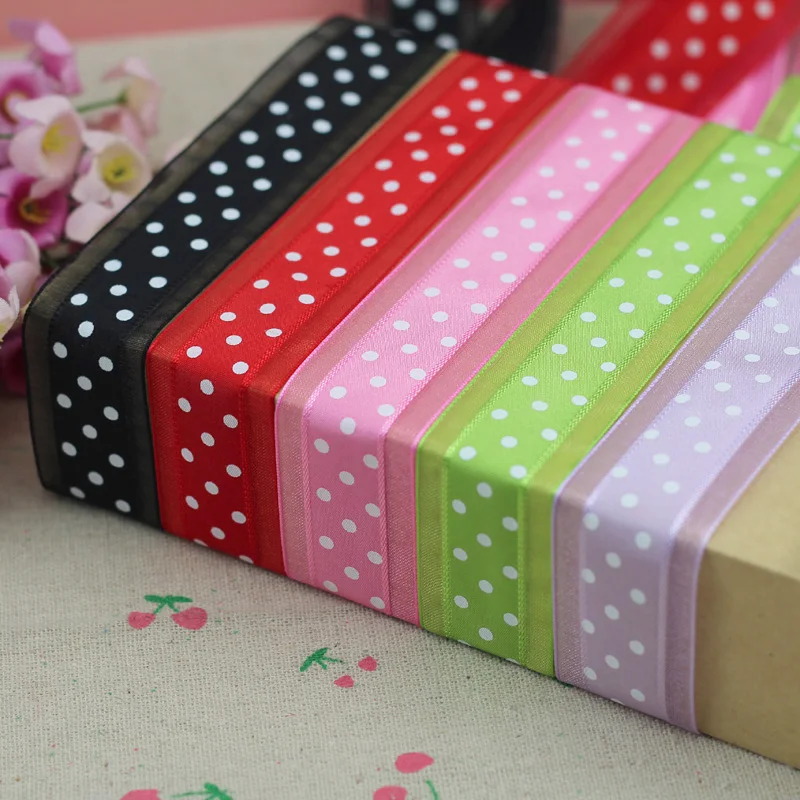 Bilateral Organza Printing Polka Dots Ribbon 1''25mm Handmade Hair Bow Party Christmas Wedding Decor DIY Sewing Fabric 1 Yard ribbon decoration,ribbon supplies,sewing ribbon,organza ribbon
