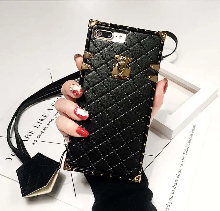 

Luxury Brand design Leather Case For Apple iPhone X XS Max XR Back Cover For iPhone 6 6s 7 8 Plus Coque Soft PU Case With Strap
