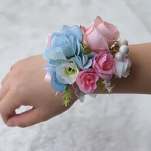 Hand Corsage Flowers Flower Bracelet Bridesmaid Bracelet Flower Bracelet For Bridesmaids Prom Bracelets Wrist Flower Pink