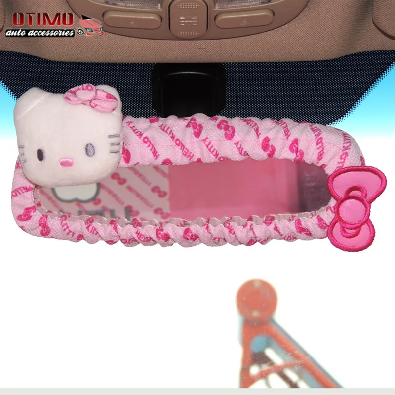 2016 New Condition Cute Car Styling Internal Mirror Cover Hello Kitty