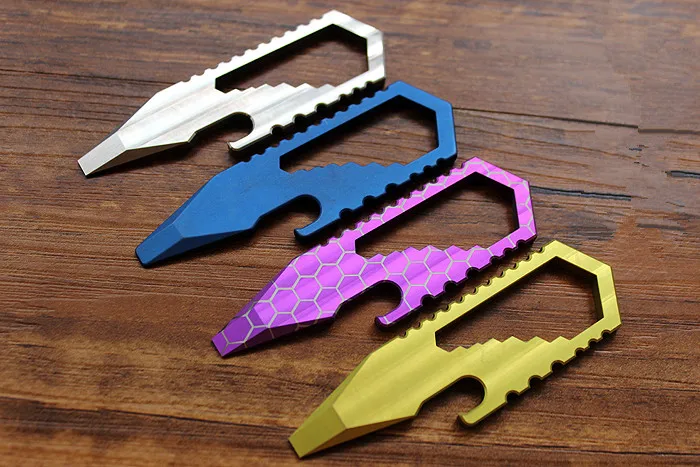 

Christmas Gifts Titanium Alloy EDC Multifunctional Tool Color Gradient Baking Blue Graphic Cutter Card Opener Crowd Wrench NEW