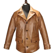 EMS новая брендовая одежда из коровьей кожи, мужские куртки из натуральной кожи, Классическая мужская приталенная куртка в японском стиле