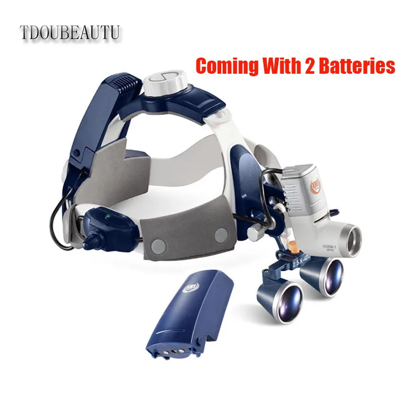 Conduziu a Lâmpada de Cabeça Tudo-em-um com 3.5x420mm Tdoubeauty Cirúrgica Dental Binocular Galileu Quadro Lupa Nova Chegada 5 w 7 Tdoubeauty 5 w conduziu a lâmpada de
