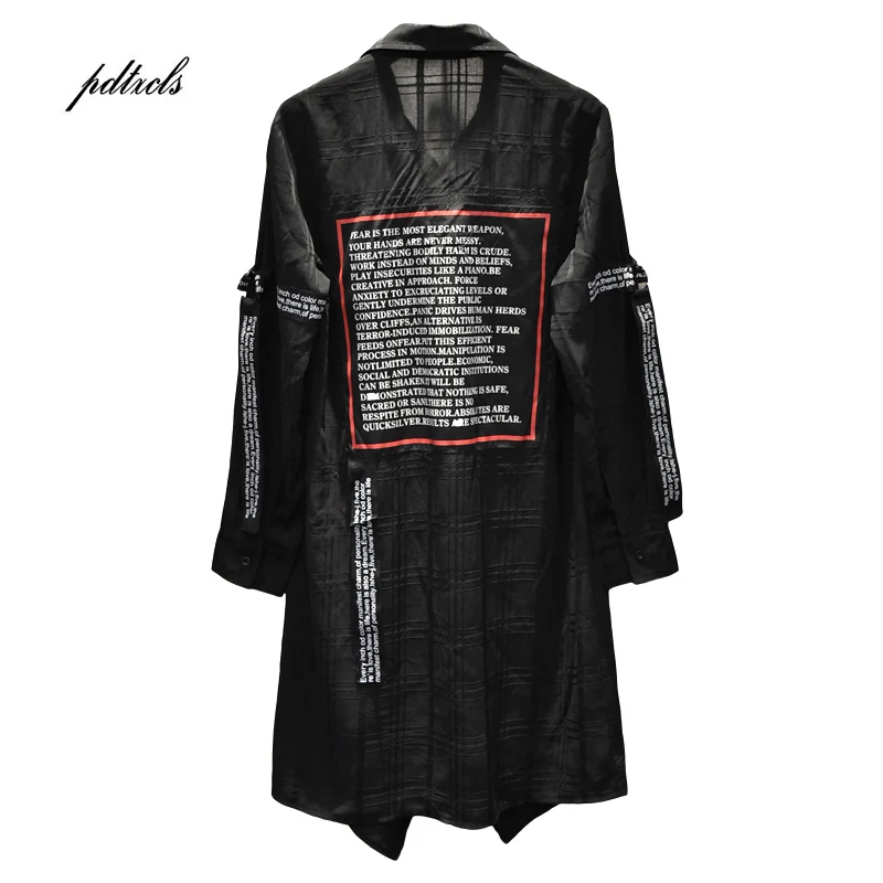 

Drop Shipping Guo-Chao Tang New Spring/Summer Hipster Long sections letter printing Hip-hop High street loose male sleeved shirt
