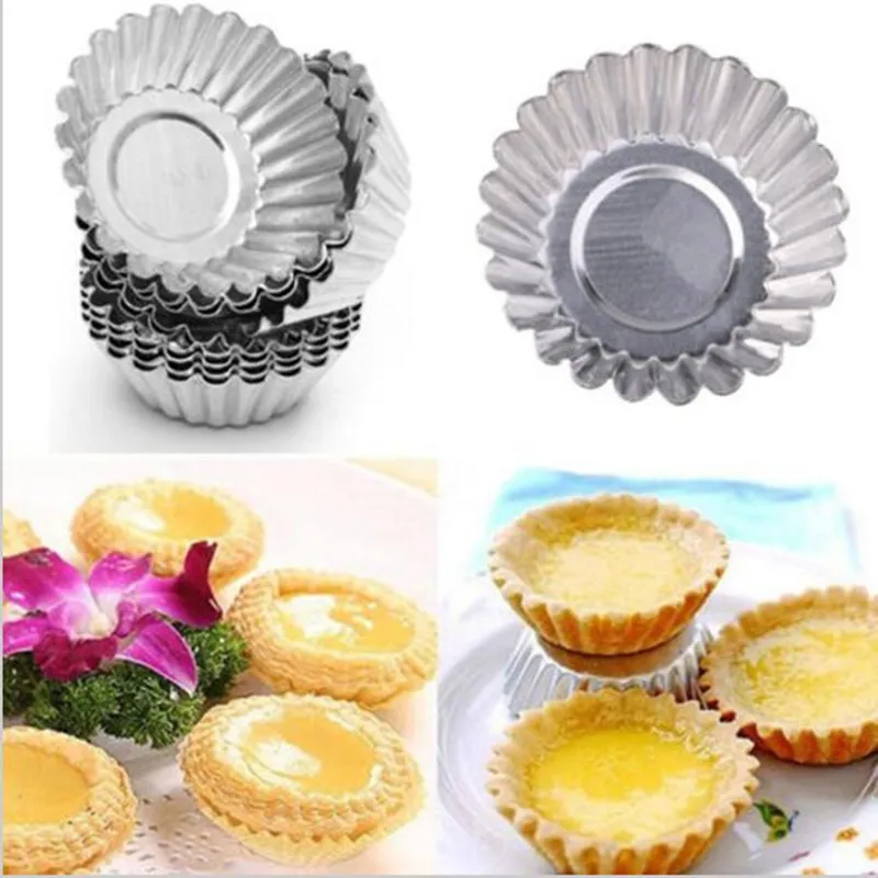 

5pcs/set Flower Cake Egg Tart Mold Aluminium Alloy Cupcake Cake Cookie Mold DIY Wedding Baking Egg Tart Tools