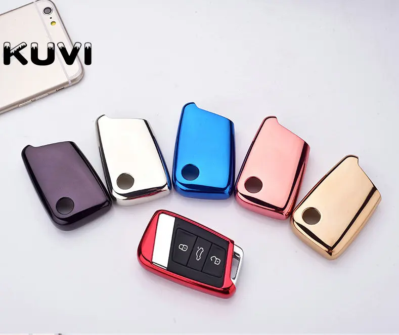 

Soft TPU Protection Car Key Case Auto Remote Key Cover Shell For Volkswagen VW 2016 2017 Passat B8 Skoda Superb A7 Car Accessori