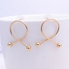 EK617 Ретро абстрактные Геометрические линии серьги для женщин винтажные полые металлические крест серьги в форме узла Свадебная вечеринка Панк ювелирные изделия