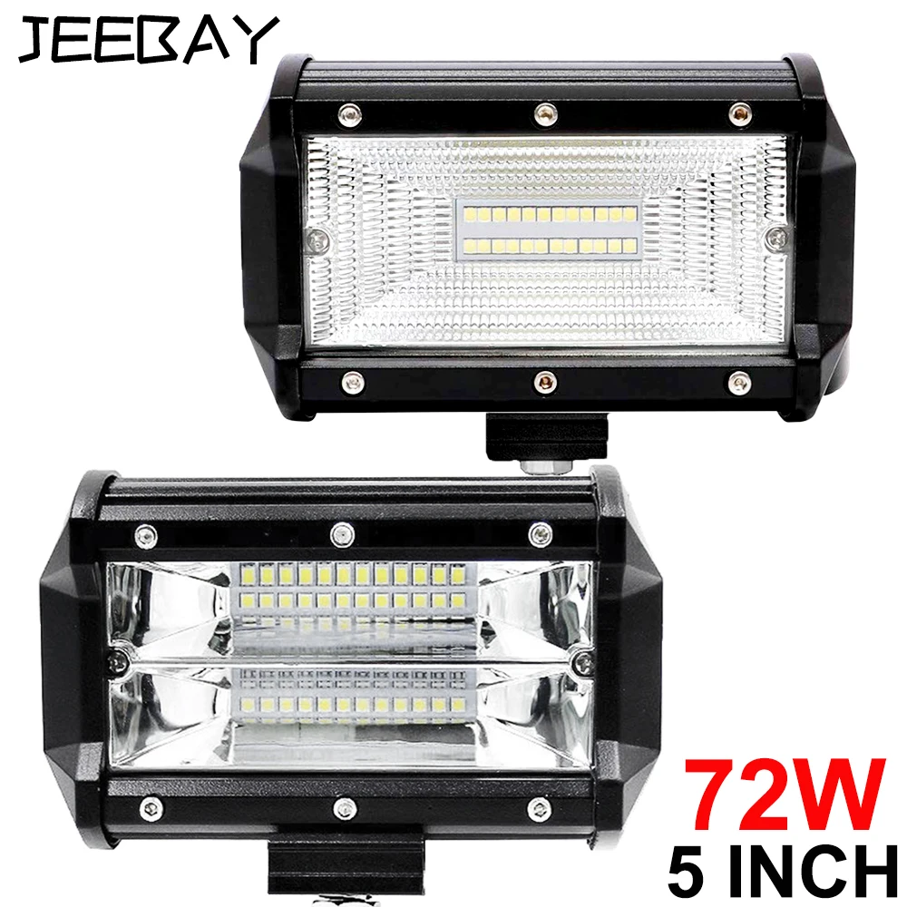 

72W 5 Inch Light Bar Work Light 3D Led Bar Car Offroad Spot Flood Led Beams For 4WD 4x4 SUV Truck Tractor 12V 24V Car Fog Lamp