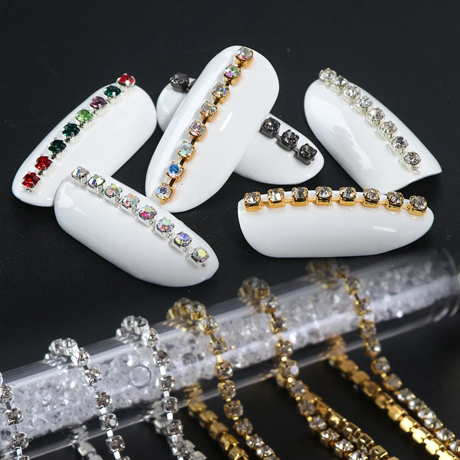 1pack Mixed Japanese Metal Chain Single Claw Nail Art Rhinetone DIY Charms Making Finding Jewelry Nail Decoration Manicure LE799