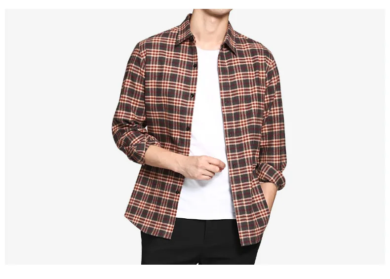 Plaid shirts men pure cotton long sleeve casula Retro style male shirt spring autumn Camisa Masculina fitted M L XL 2XL 3XL 5293-07