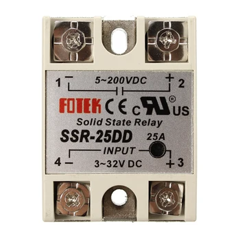 

25A SSR-25DD Solid State Relay Module DC 3-32V To DC 5-200V