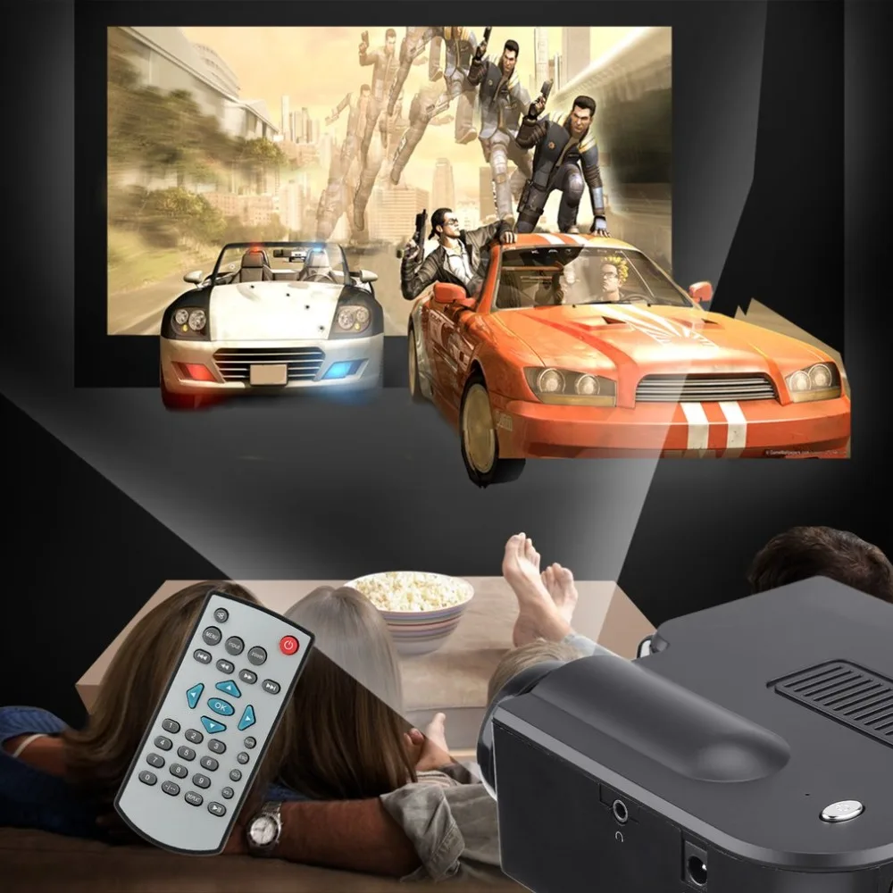 YG300 المهنية جهاز عرض صغير كامل HD1080P المسرح المنزلي جهاز عرض (بروجكتور) ليد LCD مشغل وسائط الفيديو العارض الأصفر و الأبيض