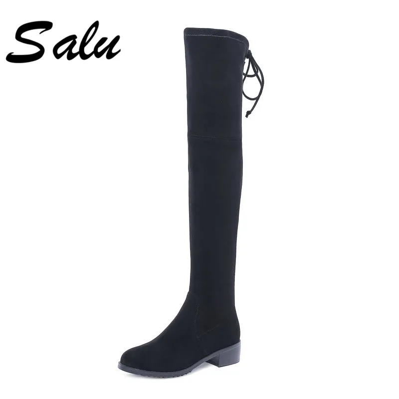 

Salu kid Suede knee high Boots cylinder boots Warm Winter Fashion Women Knee-High Boots