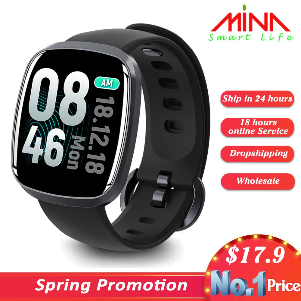 

GT103 Smart Watch Waterproof Heart Rate Blood Pressure Fitness Tracker Sleep Monitor Music Control Full Screen Touch Bracelet