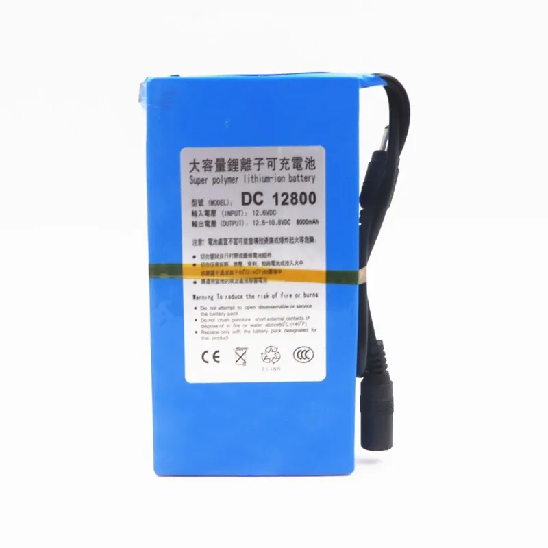 DC12800 DC 12 V 8000 MAH литий-ионная супер мощная подзаряжаемая батарея для камеры с вилкой