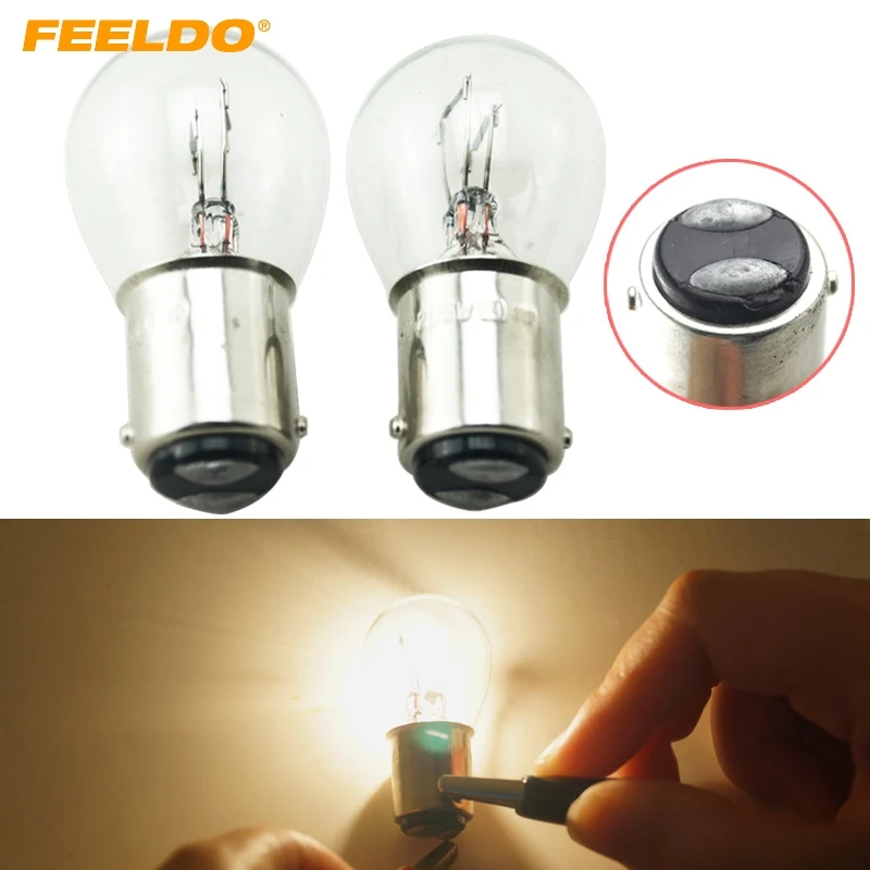 FEELDO 10pcs 24V 1157 BAY15D P21 5W S25 Car Clear Glass Lamp Brake Tail Bulb Truck