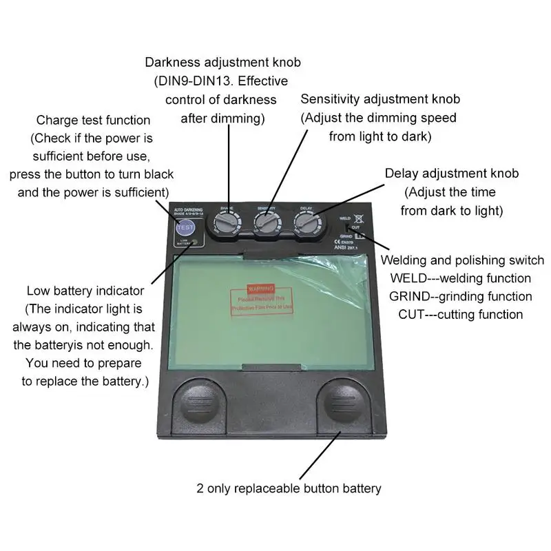 Сменная батарея 4 дуги датчик большой вид Солнечная Авто Затемнение/затенение шлифования/польский сварочный шлем/сварочные очки/маска