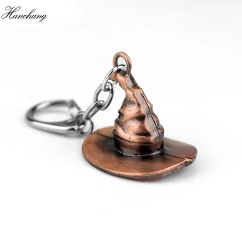 

HANCHANG Fashion Harry Keychain Magic Hat Vintage Keyring P cap OtterSorting Hat Key Holder Men car keyring Christmas Party Gift