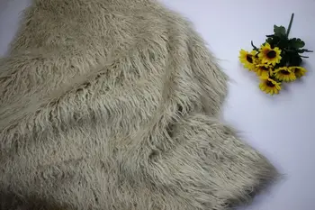 

Free Shipping khaki thickening 8cm long pile Faux Fur Fabric yard available,140*50cm fur textile cloth free shipping
