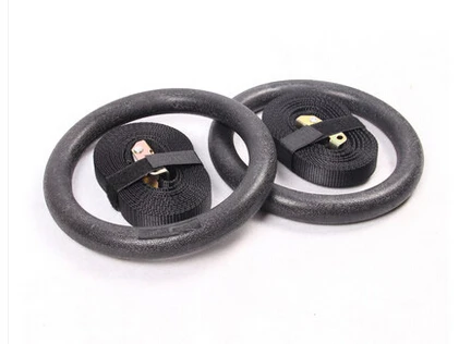 1 Pair Adjustable Black Gymnastics Ring Muscle Exercise Strength Physical Shoulder Fitness Training Pull-Up