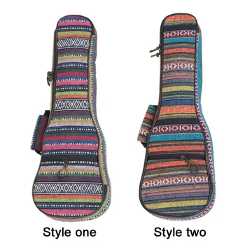 

21 Inch / 23 Inch / 26 Inch Ethnic Knitting Style Ukulele Bag Backpack Double Shoulder Strap Cotton Padded Ukelele Carrying Case
