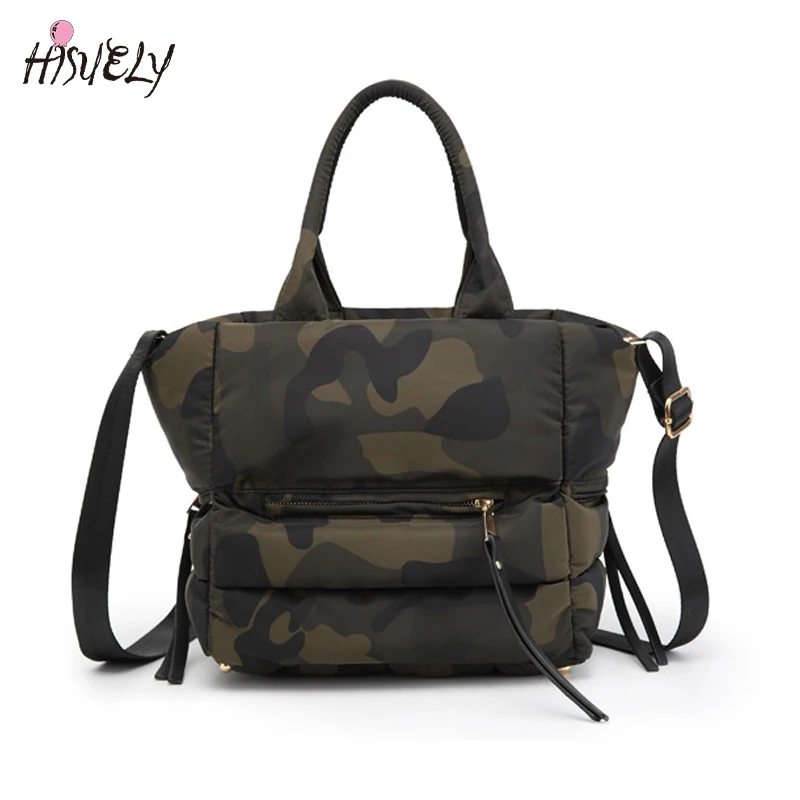 

2019 Winter Designe Space Bale Woman Handbag retro Casual Space Cotton Totes Down Feather Padded Lady Shoulder Crossbody Bag