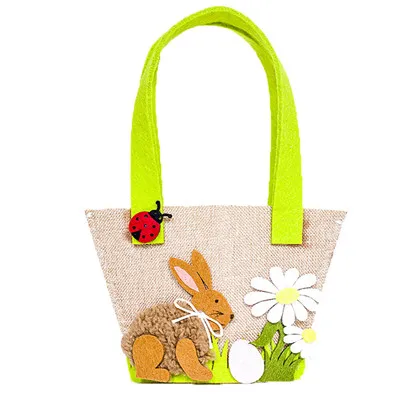 Счастливый Пасхальный мешок бирки для украшения в скандинавском стиле тканевая сумка-шоппер пасхальное яйцо кролик Портативная сумка для хранения белая корзина в форме кролика - Цвет: Светло-серый