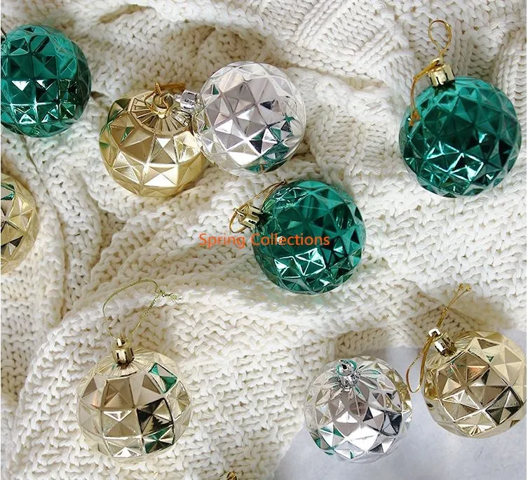 6 шт./лот, 60 мм, золотые/серебряные/Зеленые украшения для рождественской елки, шар, висячий Рождественский шар, украшения для фестиваля/вечеринок